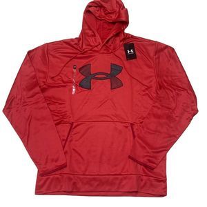 Mens Under Armour Fleece Big Logo Hoodie 1357085-600 Red Size 2XL